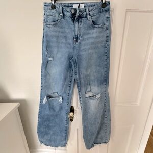 Risen acid washed high rise wide leg